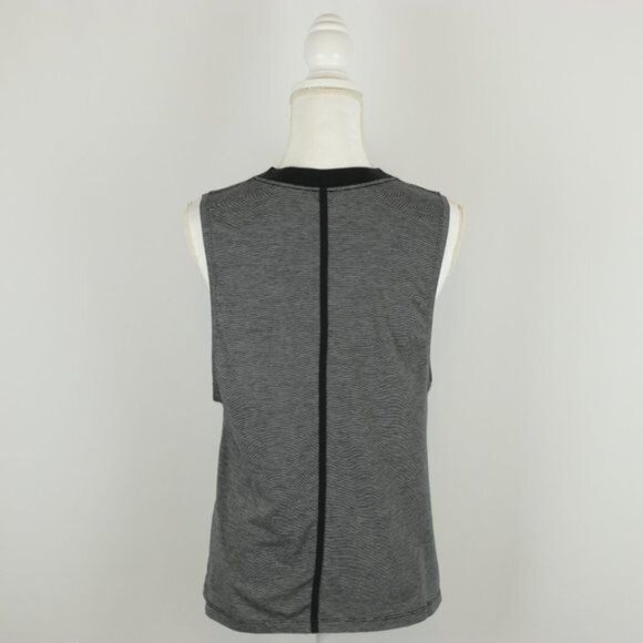 Lululemon All Yours Womens Size 6 Black White Stripe Crewneck Boyfriend Tank Top - Picture 4 of 8
